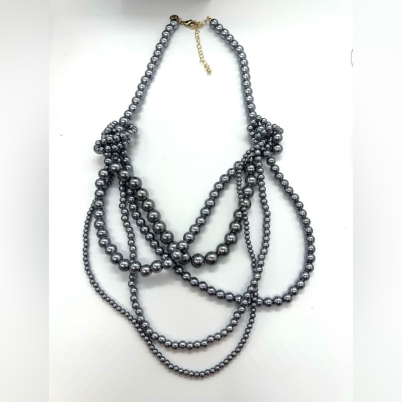 Isaac Mizrahi Live 5 Strand Layered Gray Pearl Statement Necklace - Picture 2 of 3